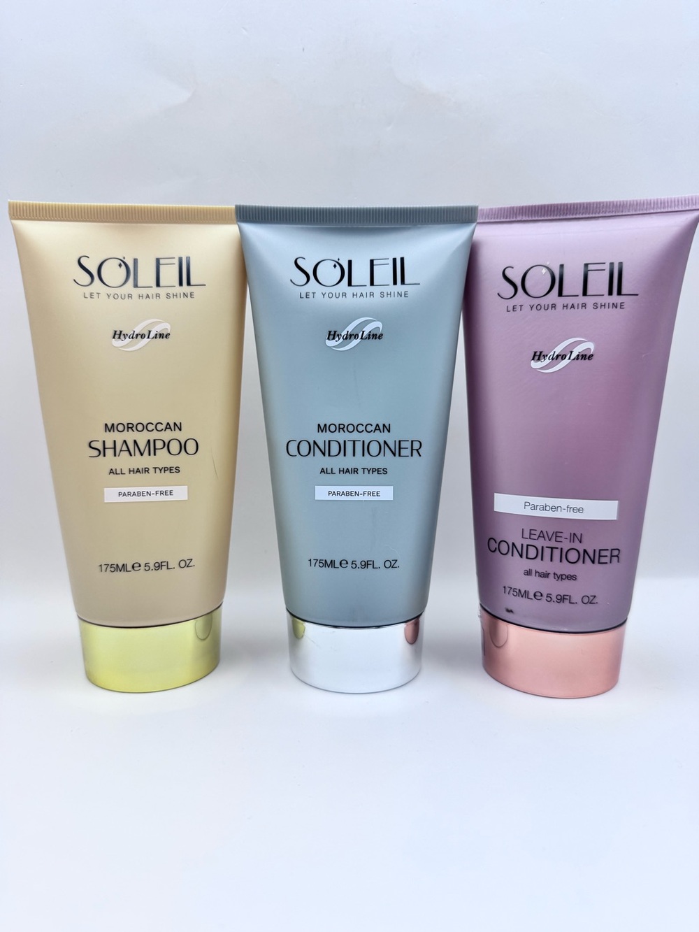 Soleil Moroccan Shampoo Conditioner & Leave In Conditioner Bundle $150 Retail